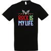 Generico T-shirt in cotone "Rock is my Life" per neonati, bambini ed adulti (Adulto, Nero, XS)