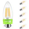LVWIT Lampadine LED B22 Luce Calda 2700k, Lampadine Filamento Classe A Ultra Efficiente, 2.2W Equivalenti a 40W, 470LM, Forma a Candela C35 Vintage, 95% Risparmio Energetico, Non Dimmerabile, 6 Pezzi