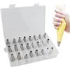 REBECASKYENS Set di 24 beccucci in acciaio inox senza cuciture per decorare torte, beccucci professionali di grandi dimensioni, per cupcake e cottura (1 m, 2D, 2F, 4B, 6B, 1 A, D66 e 233, 234, 234 m)