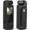 ZUZZEE Action camera portatile 1080P con obiettivo girevole a 180 gradi e microfono integrato per le forze dell'ordine (nero)