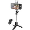 Cellularline | Sparkle | Asta Selfie Treppiede Bluetooth con Luce LED ad Intensità Regolabile e Telecomando - Distanza Massima 10m - Nero
