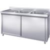 Ristoattrezzature - Lavello in acciaio inox armadiato 140x60x95h cm - 2 vasche con gocciolatoio sx - Per uso professionale