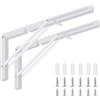 HSEANWWW 2 staffe pieghevoli per mensole, 20 pollici, resistenti, staffe pieghevoli in acciaio inox bianco, capacità di carico 150 kg, fai da te cerniera supporto per tavolo flottante a parete