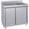 Ristoattrezzature - Lavello in acciaio inox armadiato 120x60x95h cm - 1 vasca con gocciolatoio sx - Per uso professionale