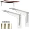 KATLKIU Staffe Reggimensola in Metallo a L, 2 Pezzi, Supporti per Mensole da Parete con Viti e Tasselli, Staffe Angolari Resistenti per Scaffali, Libreria, Cucina, Bagno e Garage (Blanc, 12 in)