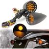 JMTBNO 2pcs Frecce Moto LED Indicatori di Direzione Luce Ambra Bullet Alluminio Indicatore Anteriori Posteriore M10 Lampadina Vintage 12V per Cruiser Chopper Cafe Racer Shadow Sportster Dyna