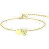 GoldChic Cuore Bracciale Donna Oro Braccialetto Donna in Acciaio Inox, Bracciali Alfabeto Lettera V 16cm ideali per Natale, compleanni, la Festa della Mamma e San Valentino