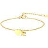 GoldChic Cuore Bracciale Donna, Oro/Argento Braccialetto Donna in Acciaio Inox, Bracciali Alfabeto Lettera A-Z 16cm+5cm