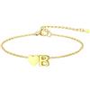 GoldChic Cuore Bracciale Donna, Oro/Argento Braccialetto Donna in Acciaio Inox, Bracciali Alfabeto Lettera A-Z 16cm+5cm