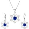 EVER FAITH Parure Gioielli Donna, Fiocco di neve Set di gioielli, Blu Zircone 925 Argento Pendente Collana Set, Leverback Orecchini