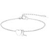GoldChic Cuore Bracciale Donna, Oro/Argento Braccialetto Donna in Acciaio Inox, Bracciali Alfabeto Lettera A-Z 16cm+5cm