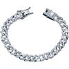 Unified Jewellery Iced Out - Bracciale a maglia cubana per uomo e donna, in argento Sterling 925, con zirconia cubica, 18 cm, in sacchetto 695