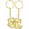 EUEAVAN Portachiavi Cat Friendship BBF BFF Migliore amica Kitty Portachiavi coordinato per coppie Gioielli con motivi carini Regalo a distanza 2 pezzi (Puzzle con due gatti, oro)