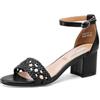 QUEEN HELENA Sandali con Tacco Basso con Cinturino Casual Eleganti Donna ZM9732 (Nero, Sistema Taglie Calzature EU, Adulto, Donna, Numero, Media, 37)