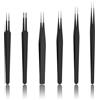 YOYEAH Set di 6 pinzette di precisione in acciaio inox per la creazione di gioielli, riparazione elettronica e manicure, antistatiche e antiscivolo, con punte e pinzette curve, per fai da te e