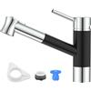 DAYONE Rubinetto da Cucina Nero, Rubinetto per Cucina con Doccetta Estraibile a 2 Modalità, Miscelatore Monocomando Rubinetto Lavello Cucina 360° Con Acqua Fredda e Calda