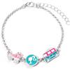 Barbie™ Braccialetto con tre divertenti ciondoli smaltati, sagomati, skateboard e camper, taglia unica, zinco