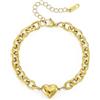 Emibele Bracciale con cuore d'oro per le Donne, in Acciaio inossidabile Placcato oro 18 Carati, Regolabile con Ciondolo a Forma di Cuore, Regali di Moda per San Valentino e per la Festa Della Mamma