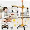 Herenear Gru Telecomandata Giocattolo per Bambini, Alta 140 cm RC Gru Giocattolo Rotazione a 360° Con Luci e Gancio Mobile, 2,4 Ghz Telecomandata Regalo per Ragazzi