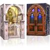 MiniCity Set di 2 casette in miniatura per adulti, casa delle bambole, serra con luce LED, puzzle 3D fermalibri in legno, kit fai da te, libreria, decorazione regalo
