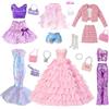 Carreuty Abbigliamento per bambole rosa per bambole da 11,5 pollici, compatibile con Barbie, abito da principessa, a maglia grossa, set di 10 accessori per ragazze