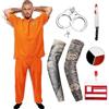 Raveparty Costume da Carcerato Arancione, Prisoner Costume Uomo, costume da detenuto per adulti, unisex, per cosplay, feste di carnevale (stile A, S)