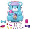 Polly Pocket Teddy Bear Purse - PlaySet con 2 Mini Bambole - Tema Pigiama Party - 16 Accessori - Area Piscina - Regalo per Bambini dai 4 Anni, HGC39