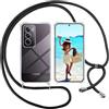 ISOI Cover con Cordino per OPPO Reno 12 Pro, Custodia Trasparente con Collana Tracolla Laccio Collo Ultra Sottile Morbido TPU Silicone Antiurto AntiGraffio Antiscivolo Case, Nero