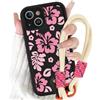 Xylota Cover con Cordino Orologi per iPhone 15 6,1, Morbido Silicone Custodia con Aesthetic Fiori Flower Disegni,Antiurto Protettiva Bumper Case con Tracolla Collana per catena iPhone15,Rosa