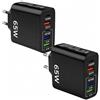 HOMTRAK Caricatore USB C 65 W Ricarica Rapida con 5 Porte (2 USB-C PD + 3 USB-A QC3.0) per iPhone Samsung Xiaomi Huawei iPad | Caricatore USB Multiplo per Casa Ufficio Viaggio