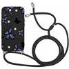 Foonary Cover con Cordino per Apple iPhone 14 Plus 6,7, Custodia con Aesthetic Motivo Laccio Collana Tracolla, Silicone Antiurto Protezione Bumper Phone Case per iPhone 14 Plus, Farfalla02