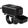 FISHOAKY Caricabatteria da auto, presa USB QC 3.0 e voltmetro LED 6-30 V, adattatore USB impermeabile per moto IP65 con interruttore on/off, per SUV marini da barca 12 V (rosso)