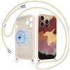 Foonary Magnetica Cover con Cordino per iPhone 14 Pro Max, Compatibile con MagSafe, Aesthetic Leopardata Motivo Geometrica Disegni,Silicone Case con Tracolla Collana Catena per iPhone14 Pro Max 6,7