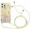 Foonary Cover con Cordino per Apple iPhone 13 PRO Max 6,7, Custodia con Aesthetic Motivo Laccio Collana Tracolla, Silicone Antiurto Protezione Bumper Phone Case per iPhone 13 PRO Max，Fiore 01