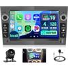 Hikity 4+128G Autoradio Android per Opel Astra H/Zafira B/Corse C D Wireless Carplay 7''Incell Schermo per Auto Android Auto WiFi Touchscreen Bluetooth5.0 GPS SWC Retrocamera(Grigio ferro)