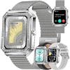MYSHUN Smartwatch Donna Chiamata Bluetooth e Risposta Vivavoce, Smart Watch con Diamond Contapassi Cardiofrequenzimetro 123 Modalità Sport Orologio Fitness Tracker per Android iOS (Argento)