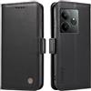 XINNI Cover per Realme GT 6 5G/Realme GT 6T Custodia, Semplice Cellulare Libro Antiurto Flip Pelle PU/TPU Magnetica Case, Nero