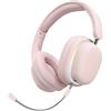 EndyTech Cuffie Bluetooth over ear, auricolari wireless RGB con microfono staccabile, cuffie stereo 3D per musica e gioco per iPhone/Samsung/iPad/PC (Pink)