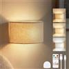 Lamptobe Applique Interna, Luce in Lino con Luce Su e Giù in 3 Colori con Lampadina LED Ricaricabile, Applique Semi-Cilindrica per Camera da Letto per Camera, Corridoio, Soggiorno, Scala (1 Pezzo)