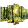 B&D XXL - Quadro 100x50 cm 5 Pezzi - Stampa su Tela Strutturata XXL Grande - Quadri Moderni Componibili Camera da Letto Matrimoniale - Stampe da Parete Arte - c-B-0186-b-m Bosco Natura Albero