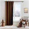 MIULEE Tenda Oscurante Termica Isolante Freddo e Caldo, Tende Doppio Strato con Anelli Tende Termiche Isolanti per Interni, Porta Inverno Termica Antivento, 132x245 CM, Marrone, 1 Pezzo