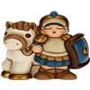 THUN - Statuina Presepe Soldato con Cavallo - Decorazioni Natale Casa - Linea Presepe Classico, Variante Blu - Ceramica - 7,5 x 5,5 x 8,5 h cm