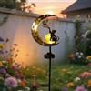 YZYOE luce farfalla gatto alimentato solare, bella lampada di terra animale decorato con ferro battuto nel giardino, Il tramonto wireless all'alba luce LED impermeabile.