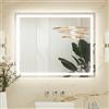 Keonjinn Specchio da bagno 100 x 80 cm con luci a LED, specchio da trucco antinebbia posteriore e frontale illuminato a 3 colori, dimmerabile, da parete, rettangolare