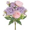 CFifHtOL 2 Mazzi Fiori Finti per Decorazioni,Fiori Finti per Cimitero,Mazzo di Rose Artificiali Realistici per Decorazione Casa,Vaso,Matrimonio,Centrotavola,Giardino,Ufficio (Viola)