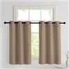 PONY DANCE Tenda Oscurante Camera da Letto per Finestre Piccole con Anelli Tenda Corta Termica Isolante Freddo e Caldo Curtains per Interni 2 Pezzi L 90 x A 100 cm, Moca