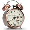 NAILAO Sveglia da Comodino Analogica a Batteria, Orologio Sveglia Vintage Sveglie Silenziosa Piccola Alarm Clock Potente Sveglia Forte Sonno Pesantissimo