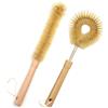 UPTALY 1 spazzola sottile per bottiglie da 32 cm, 1 spazzola per piatti con setole da 28 cm, manico in legno di faggio, con asta in acciaio inossidabile da 9 mm, per bottiglie a collo stretto, acqua