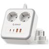 ORICO 20W USB C Multipresa, 2 Prese e 4 USB (2 USB-C), Cavo di Prolunga 1,5m, 2500W Powerstation Compatta per Ufficio & Casa - Bianco