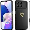 Jeelar ESONG Cover per Xiaomi Poco F6 Pro 5G Custodia con Forma di Cuore d'Amore Dorato,per Donne/Ragazze,Custodia in Sottile Morbida Silicone TPU Antiurto Protettiva Bumper Shell -Nero
